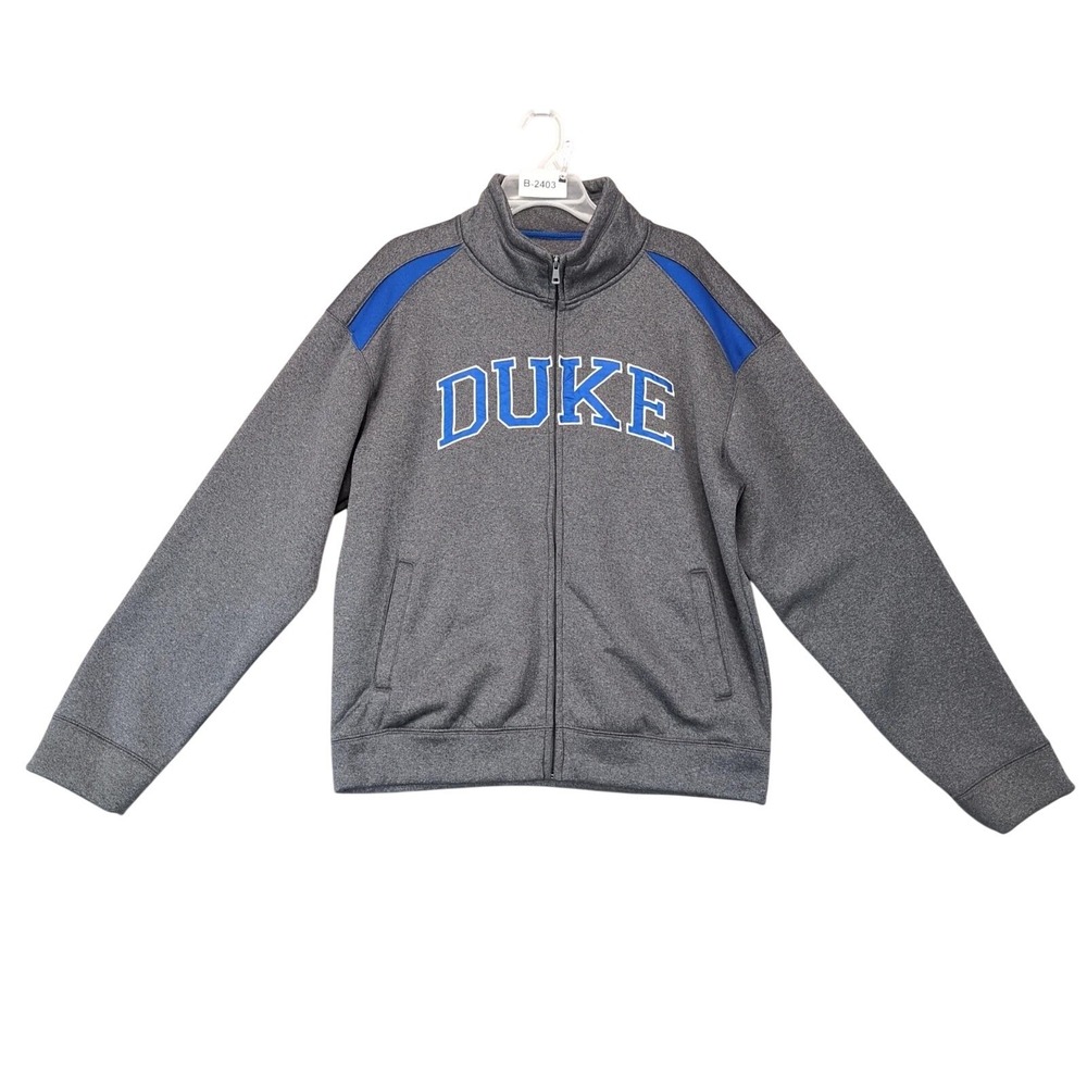 Duke Blue Devils Gray Track Jacket Mens M NCAA Embroidered Campus Drive Sports